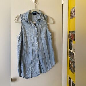 Gap Vintage 90s Sleeveless Light Wash Denim Button-Up Shirt